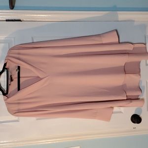 Eloquii Size 20 Light Pink V-neck Long Sleeve Tunic Top with Hi Lo Hem